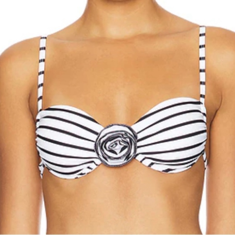 Lioness lucky bikini top in porcelain stripe size m. Worn once